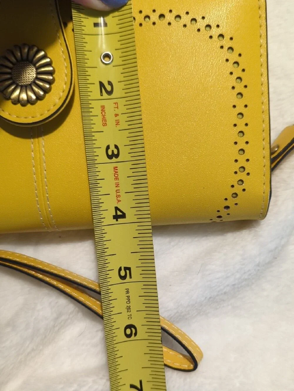 Yellow Wristlet Wallet with Floral Button Accent